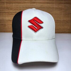 Suzuki Baseball Cap Hat white black red Adjustable